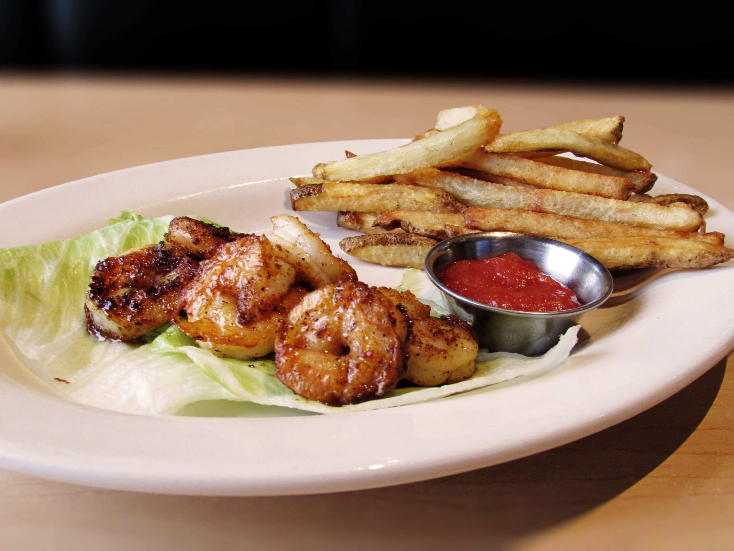 Blackened shrimp and fries